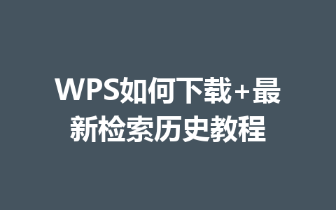 WPS如何下载+最新检索历史教程 一